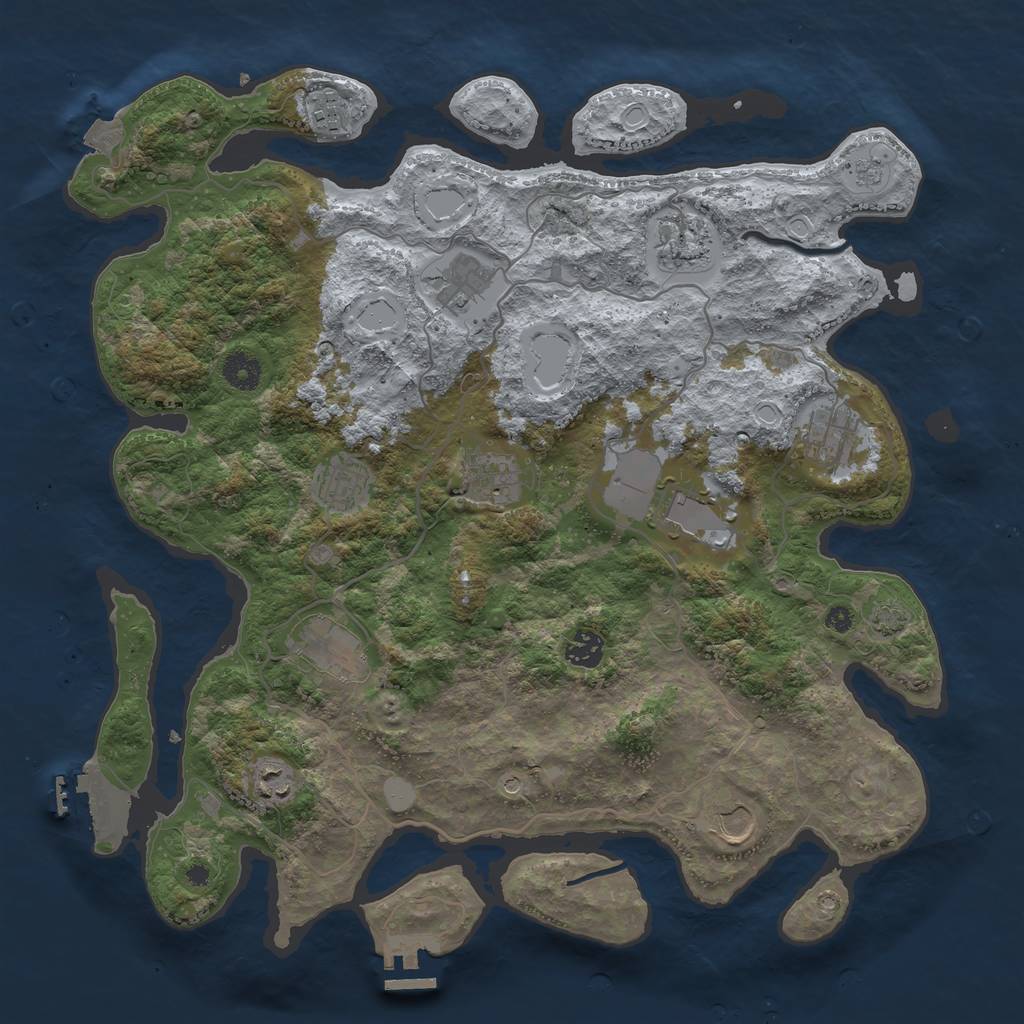 Rust Map: Procedural Map, Size: 4000, Seed: 961604463, 19 Monuments