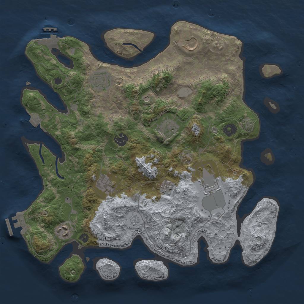 Rust Map: Procedural Map, Size: 3500, Seed: 1394885402, 16 Monuments