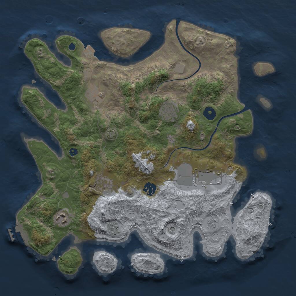 Rust Map: Procedural Map, Size: 3500, Seed: 1394885402, 12 Monuments