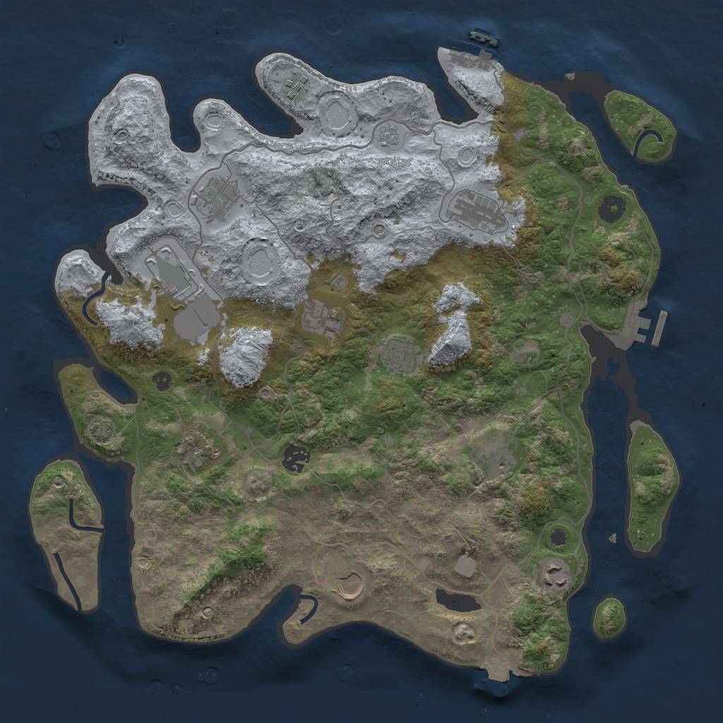 Rust Map: Procedural Map, Size: 4000, Seed: 401484629, 19 Monuments