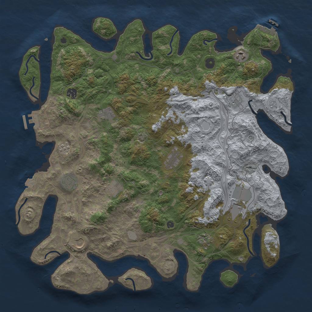 Rust Map: Procedural Map, Size: 4500, Seed: 345234123, 19 Monuments