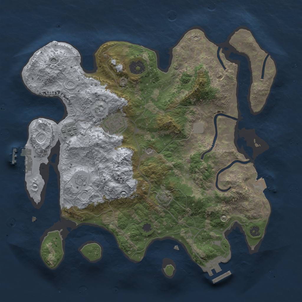 Rust Map: Procedural Map, Size: 3000, Seed: 155285806, 10 Monuments