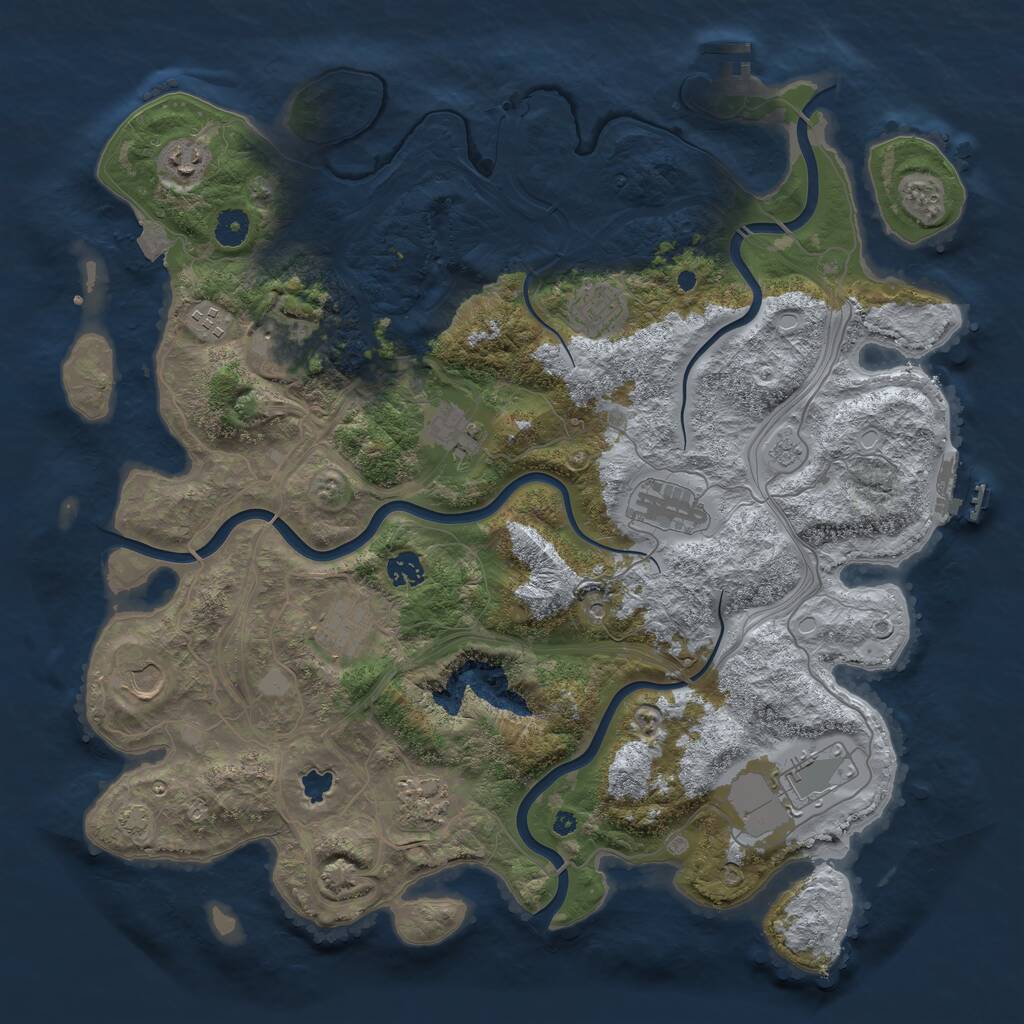 Rust Map: Procedural Map, Size: 4250, Seed: 496489180, 17 Monuments