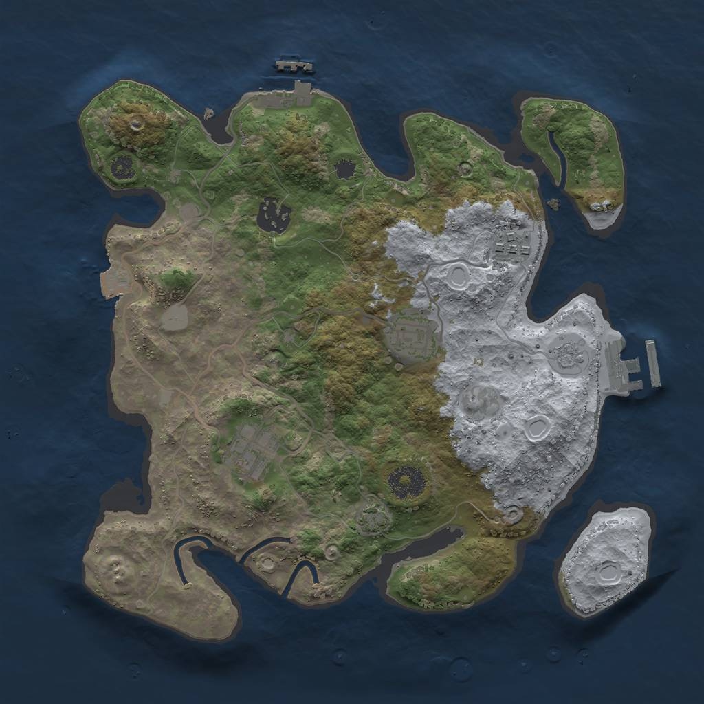 Rust Map: Procedural Map, Size: 3000, Seed: 1465213845, 11 Monuments