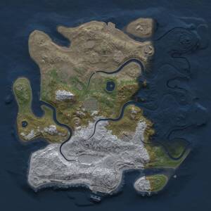 Thumbnail Rust Map: Procedural Map, Size: 3300, Seed: 1761695156, 10 Monuments