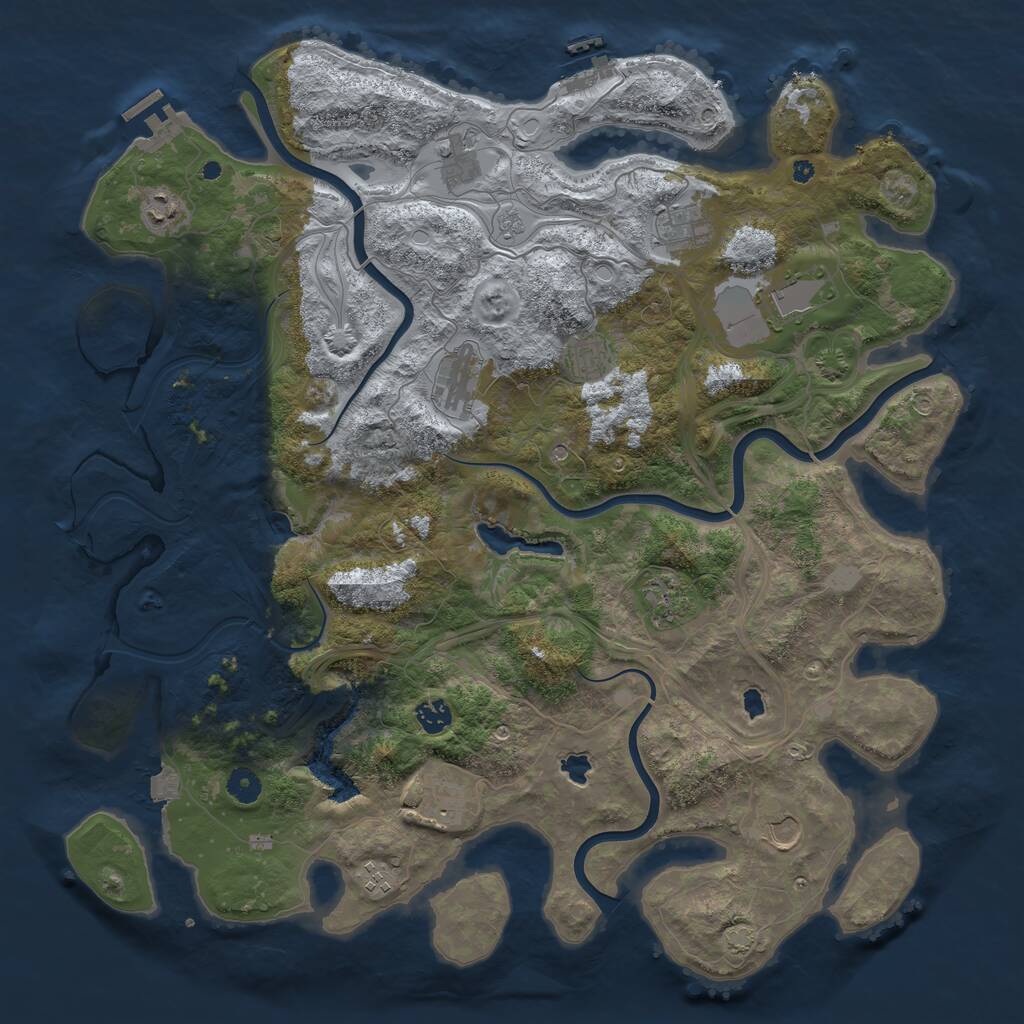 Rust Map: Procedural Map, Size: 4500, Seed: 932490864, 17 Monuments