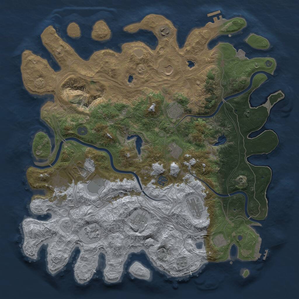 Rust Map: Procedural Map, Size: 4500, Seed: 1675685150, 17 Monuments