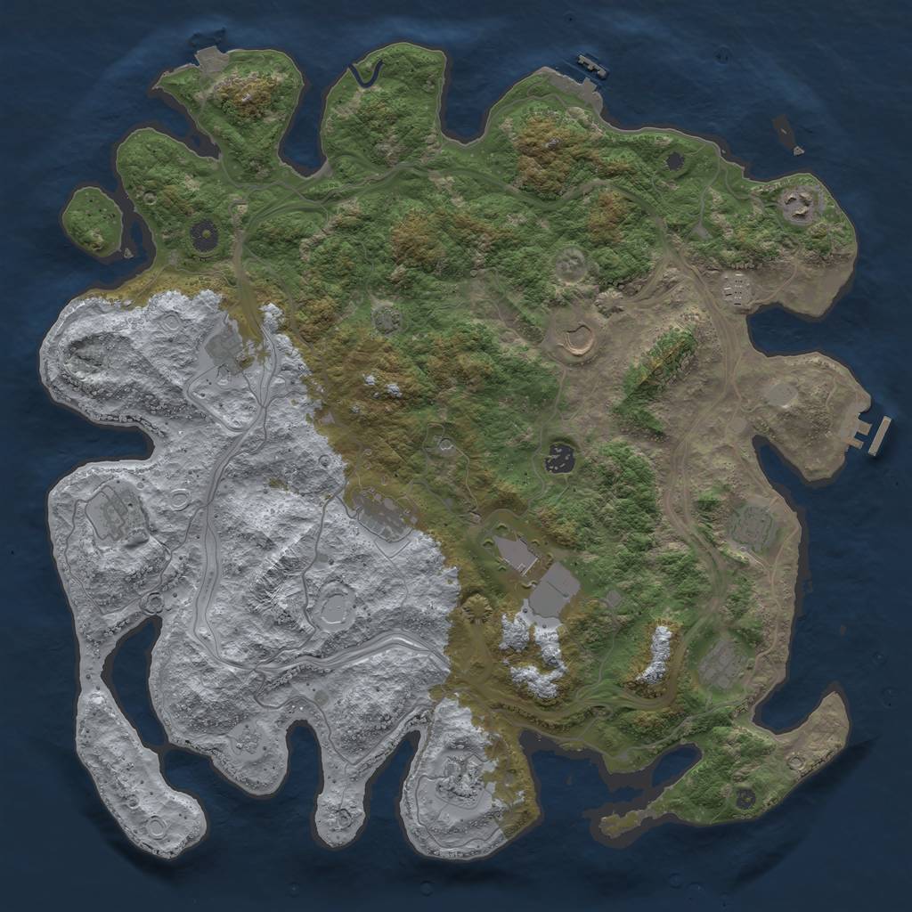 Rust Map: Procedural Map, Size: 4500, Seed: 1708749757, 19 Monuments