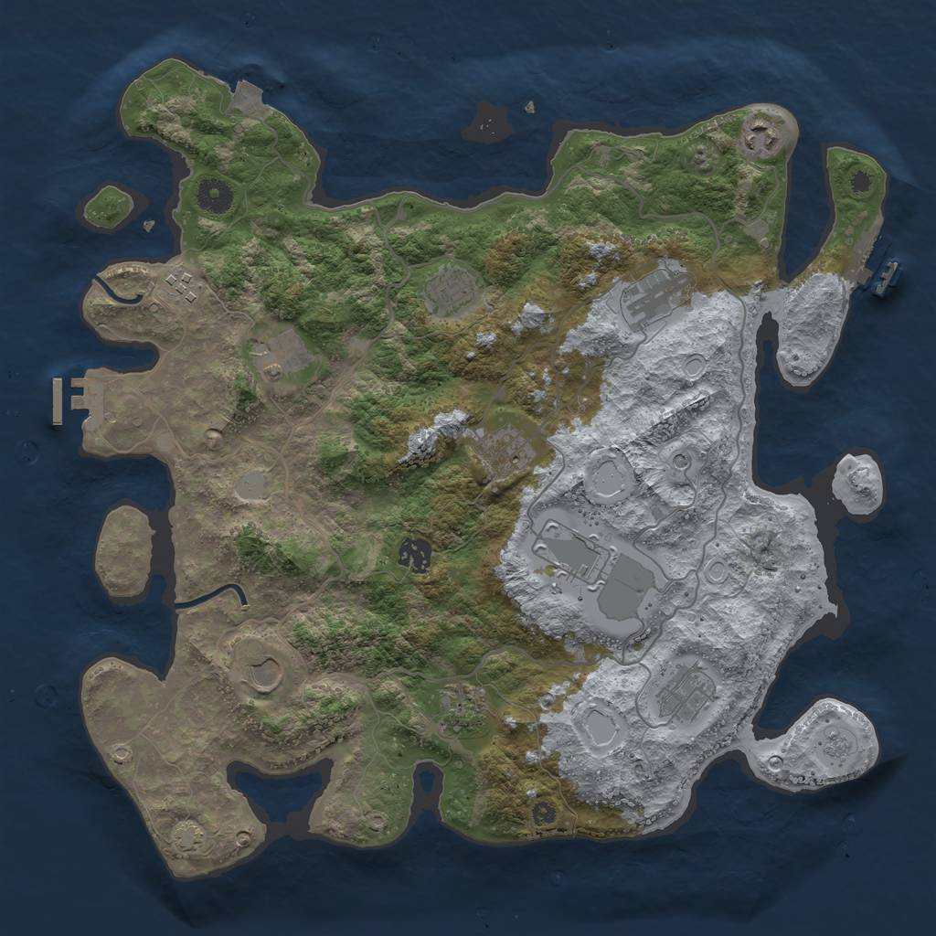 Rust Map: Procedural Map, Size: 4000, Seed: 2073739862, 19 Monuments