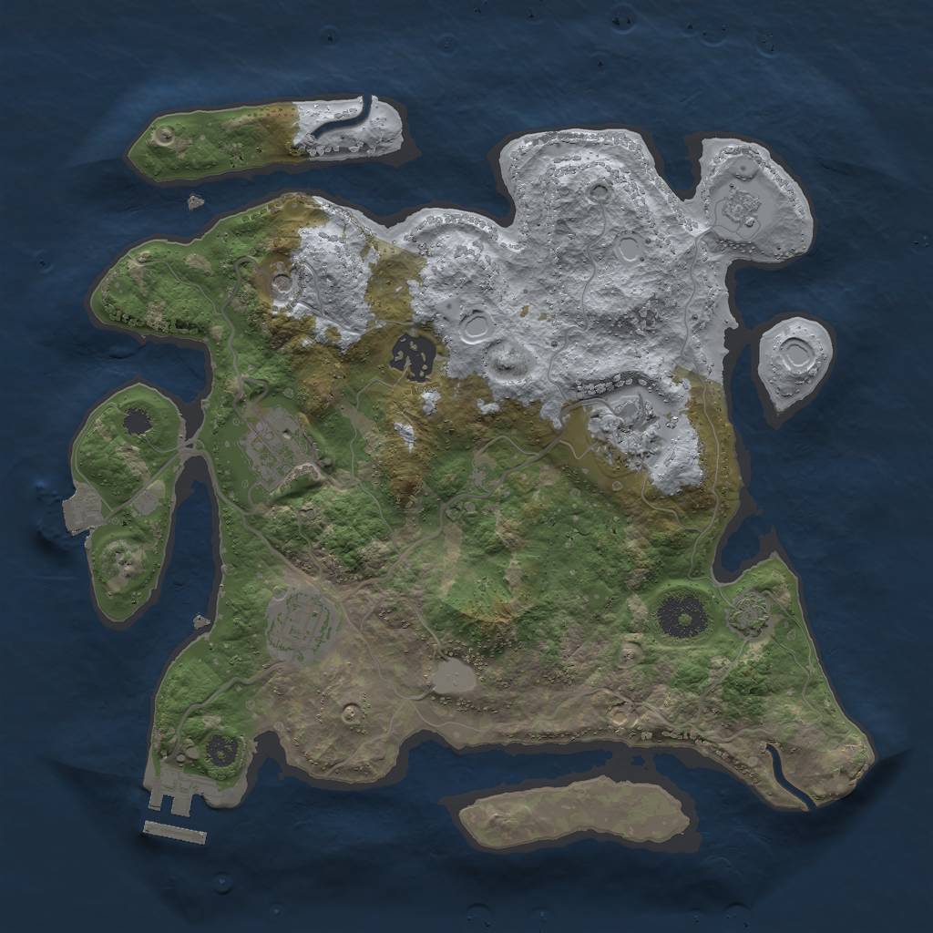 Rust Map: Procedural Map, Size: 3000, Seed: 47000, 11 Monuments