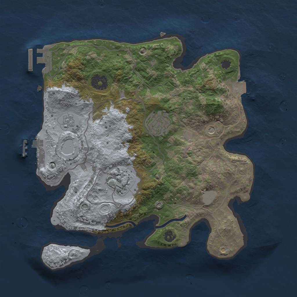 Rust Map: Procedural Map, Size: 2700, Seed: 523349472, 9 Monuments