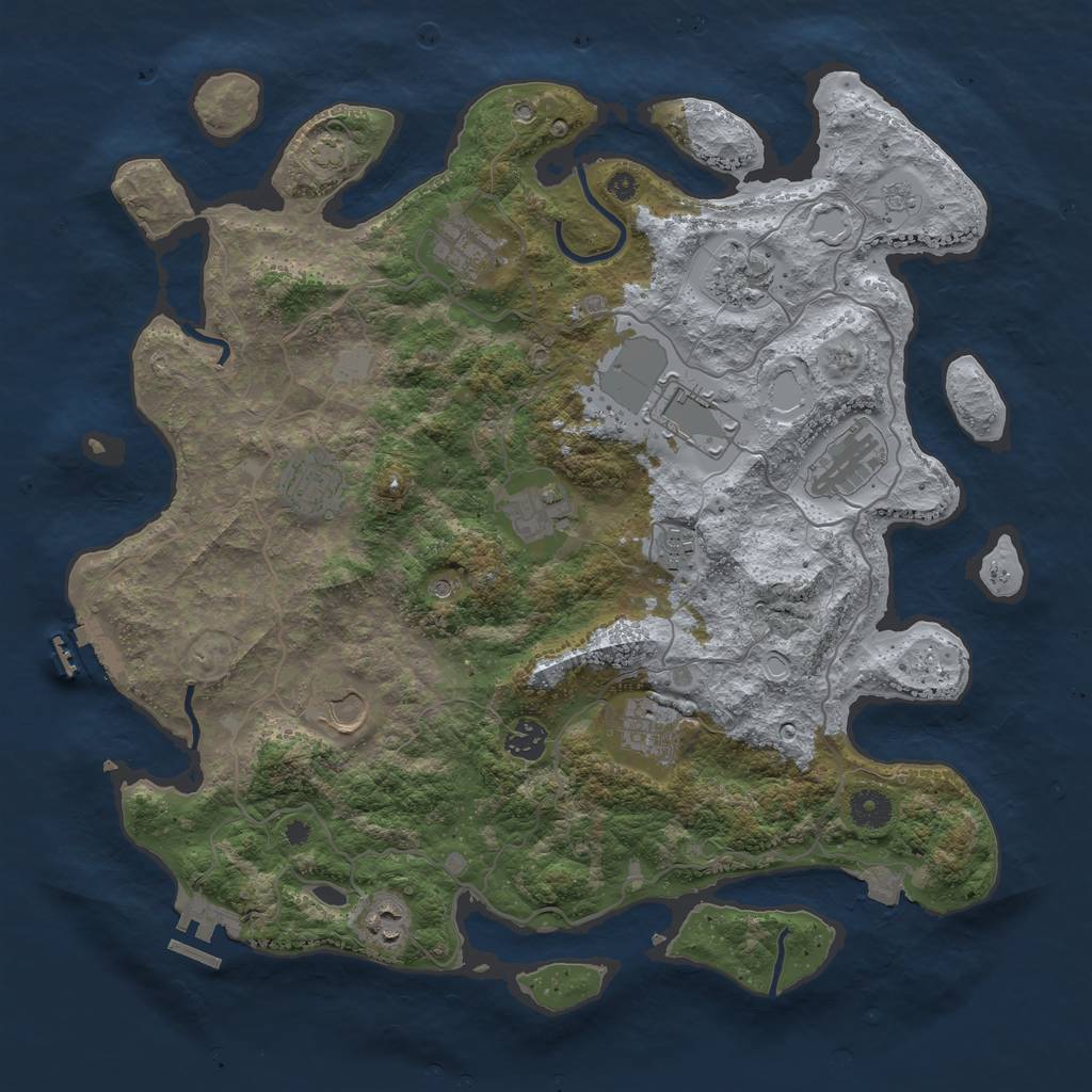 Rust Map: Procedural Map, Size: 4000, Seed: 1614279777, 19 Monuments