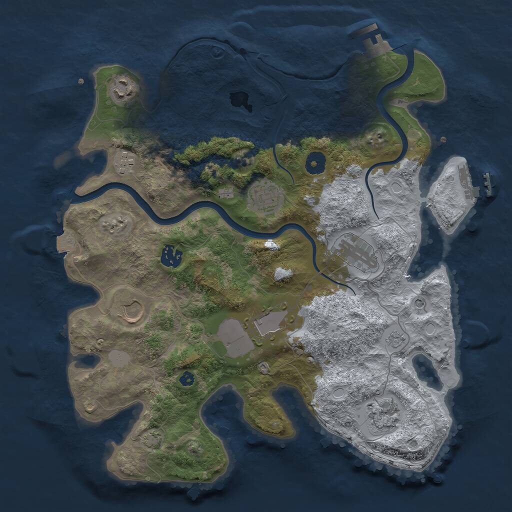 Rust Map: Procedural Map, Size: 3500, Seed: 667031702, 14 Monuments