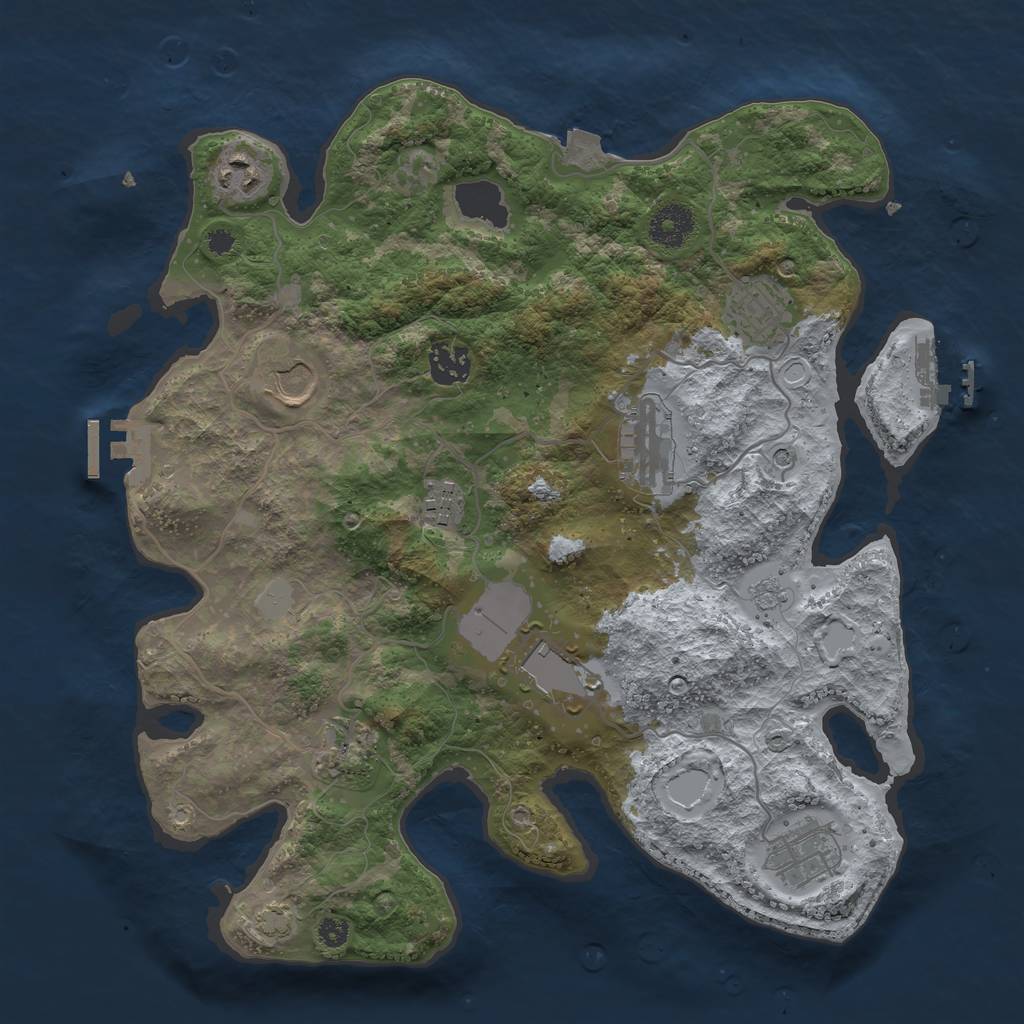 Rust Map: Procedural Map, Size: 3500, Seed: 667031702, 17 Monuments