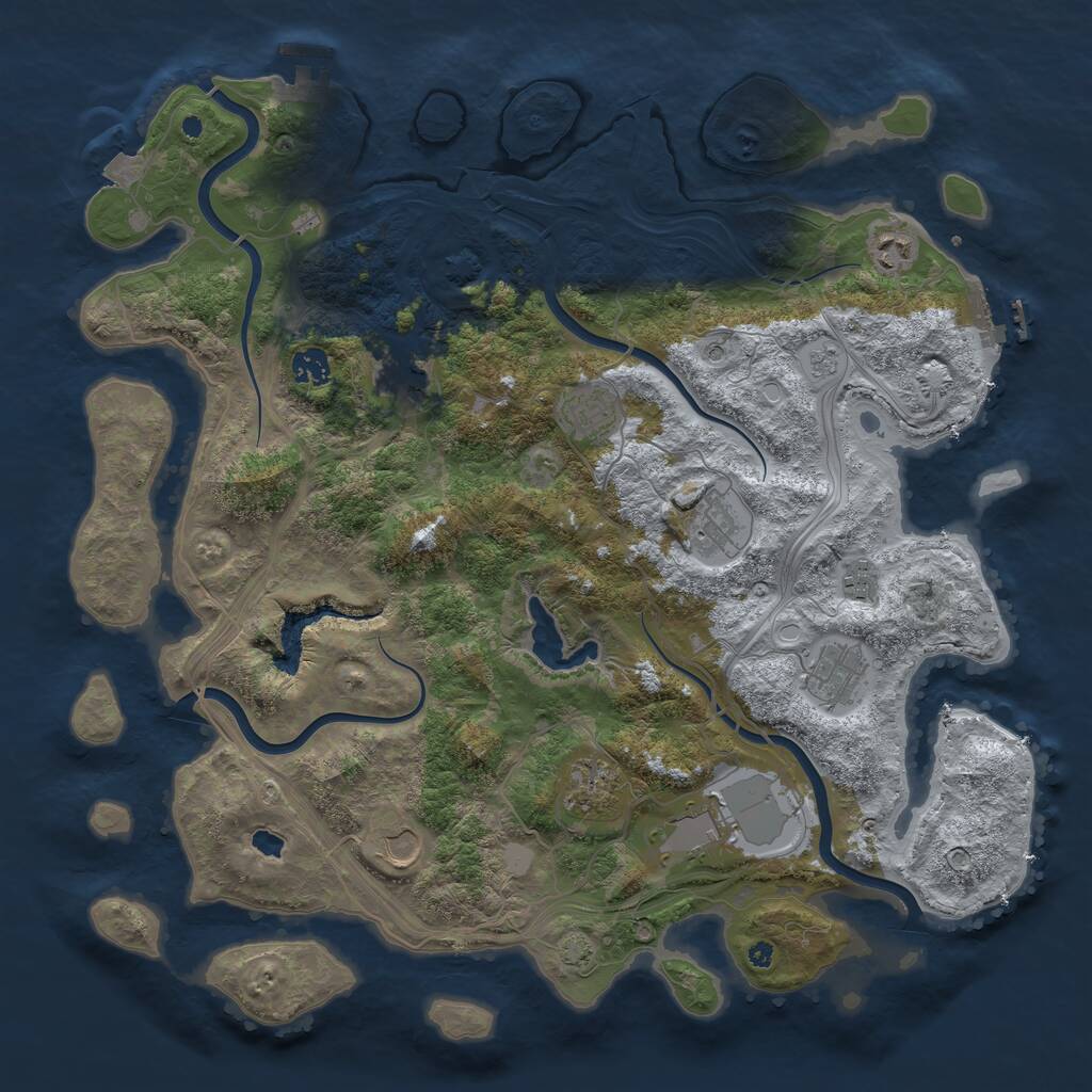 Rust Map: Procedural Map, Size: 4250, Seed: 455267, 16 Monuments