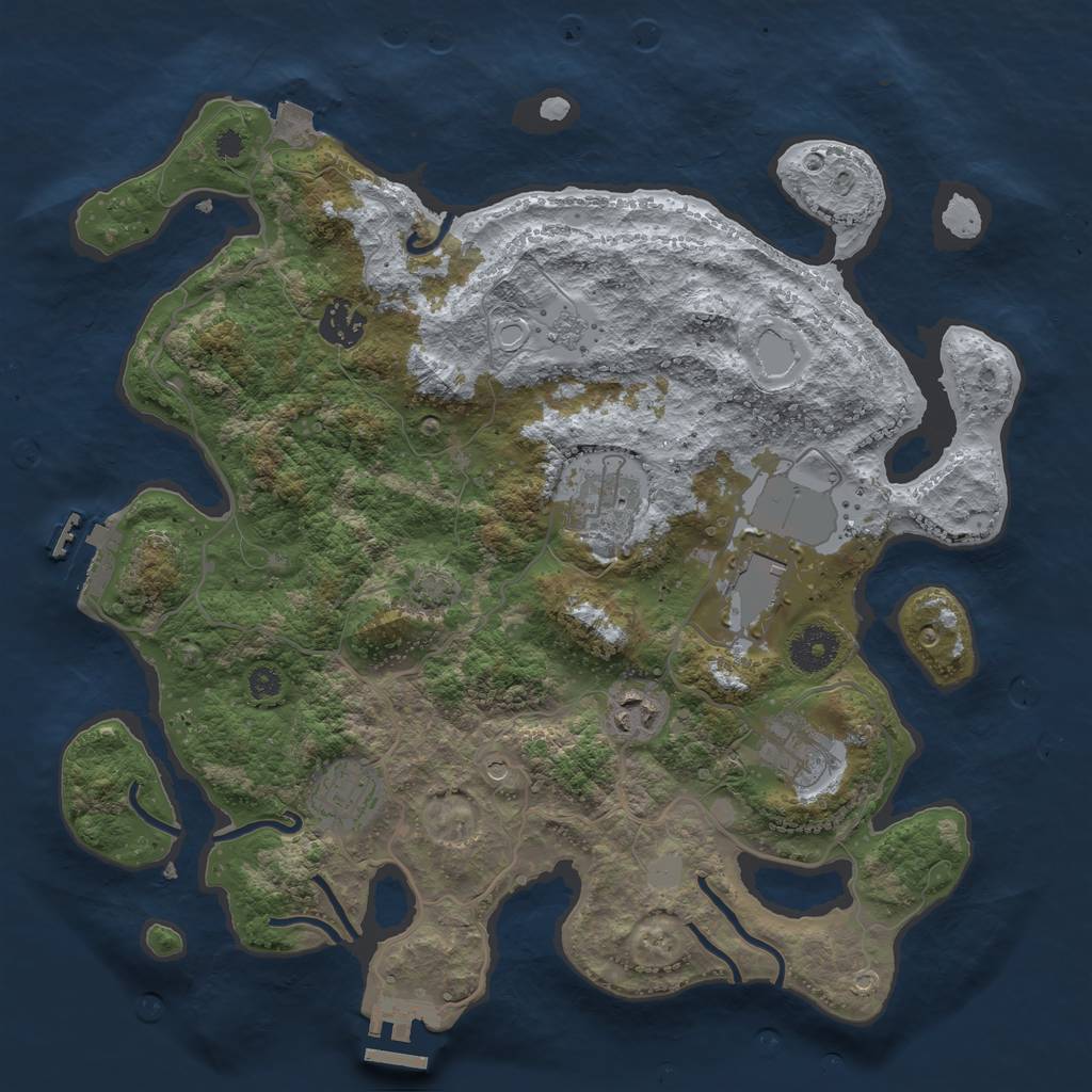 Rust Map: Procedural Map, Size: 3500, Seed: 1007446147, 14 Monuments