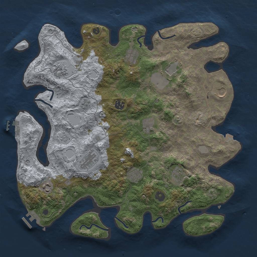 Rust Map: Procedural Map, Size: 3875, Seed: 591496840, 19 Monuments
