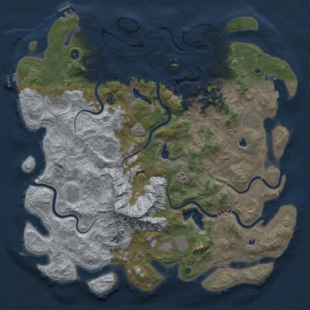 Rust Map: Procedural Map, Size: 5000, Seed: 1995415599, 17 Monuments