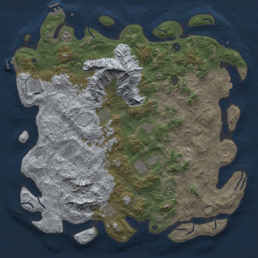 Rust Map: Procedural Map, Size: 5000, Seed: 1995415599, 17 Monuments