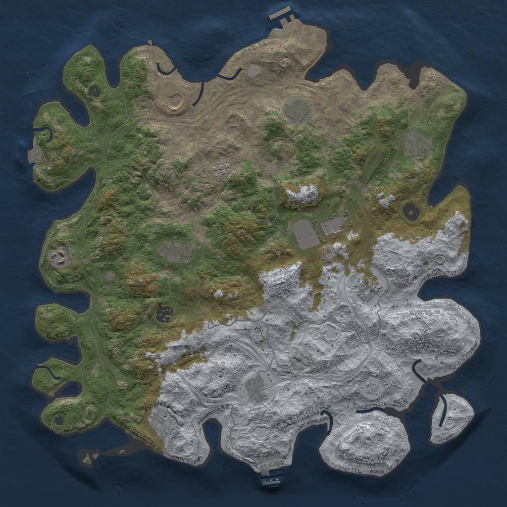 Rust Map: Procedural Map, Size: 4500, Seed: 1433897166, 19 Monuments