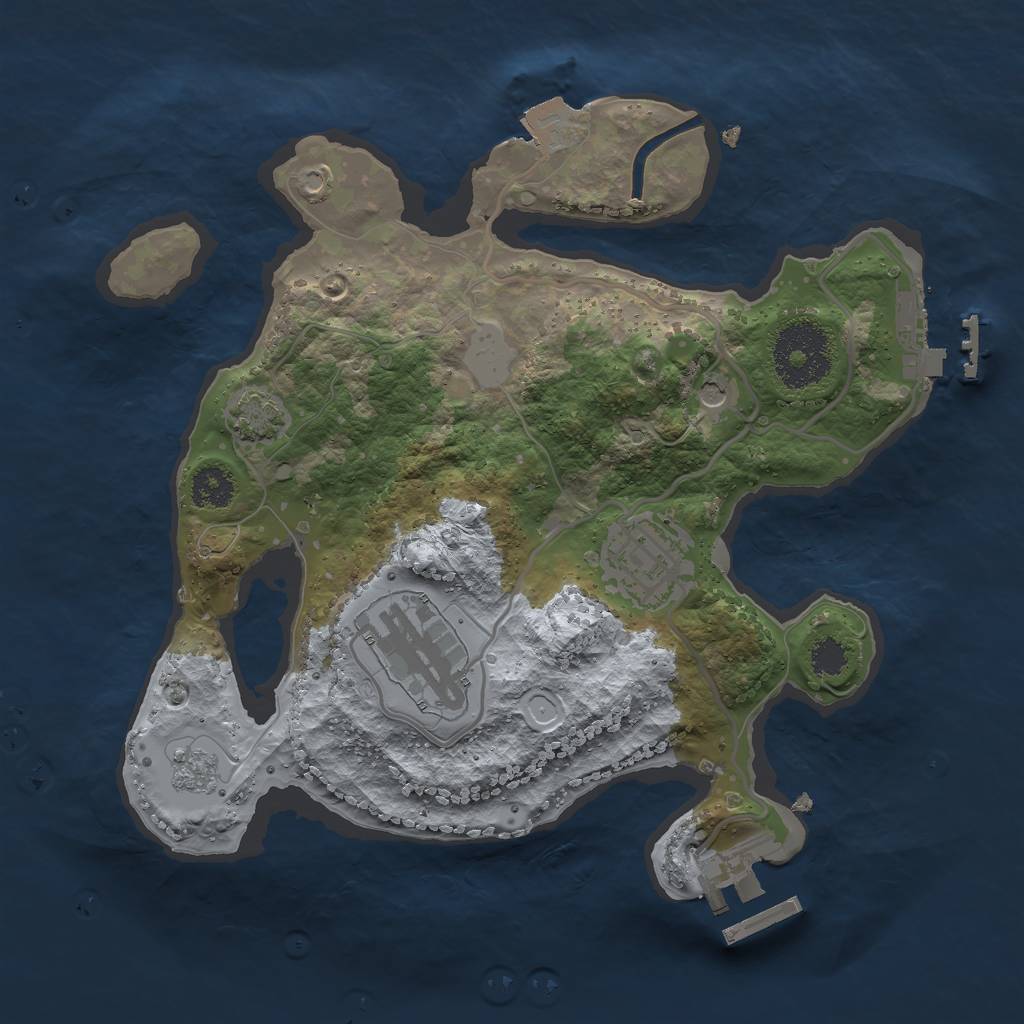 Rust Map: Procedural Map, Size: 2500, Seed: 83478320, 10 Monuments