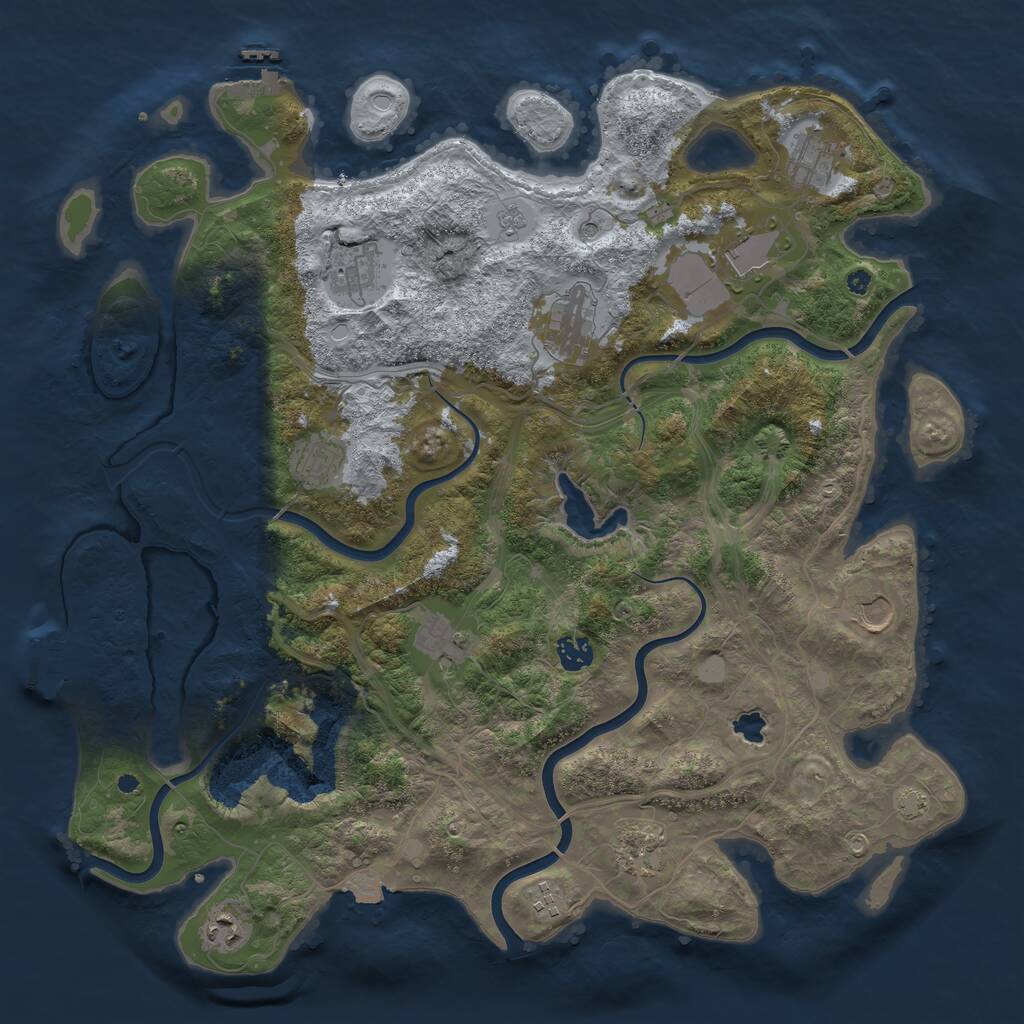 Rust Map: Procedural Map, Size: 4250, Seed: 76896805, 17 Monuments