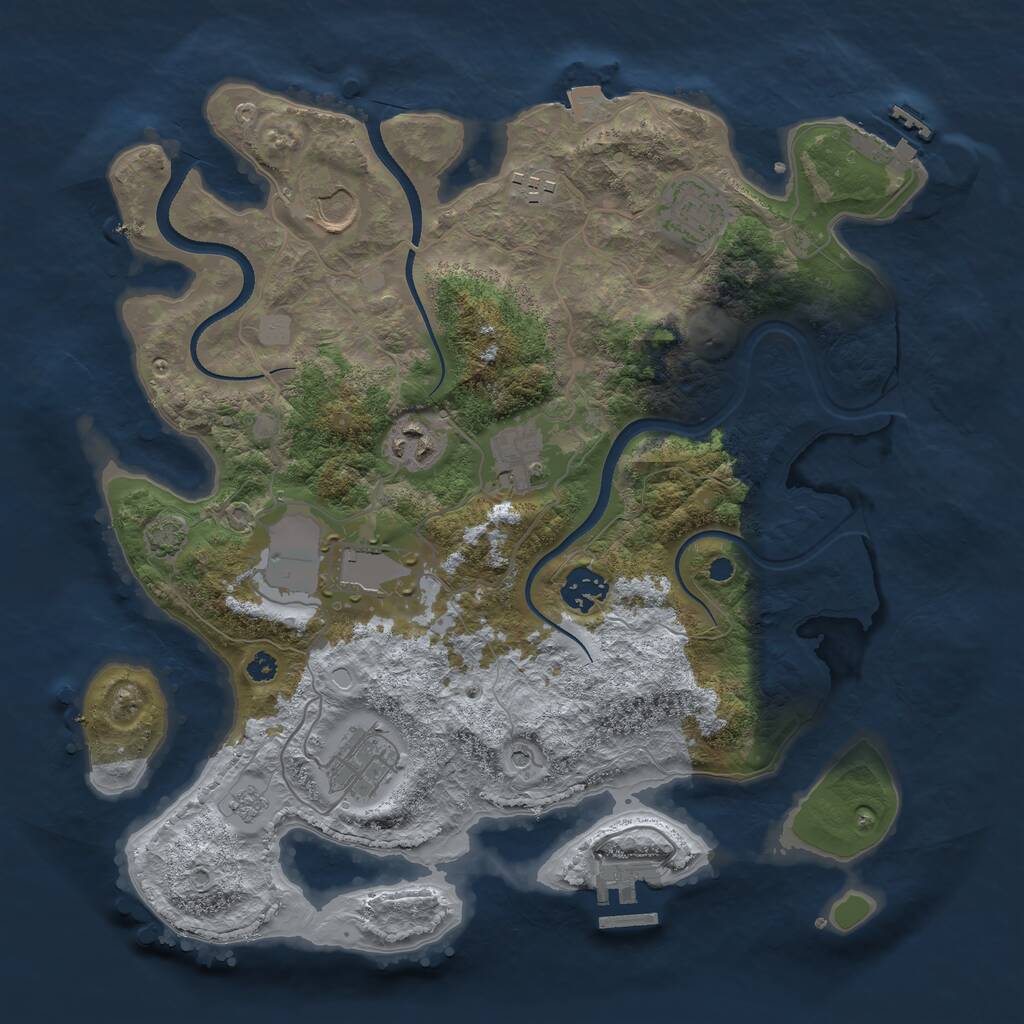 Rust Map: Procedural Map, Size: 3500, Seed: 1815463463, 14 Monuments