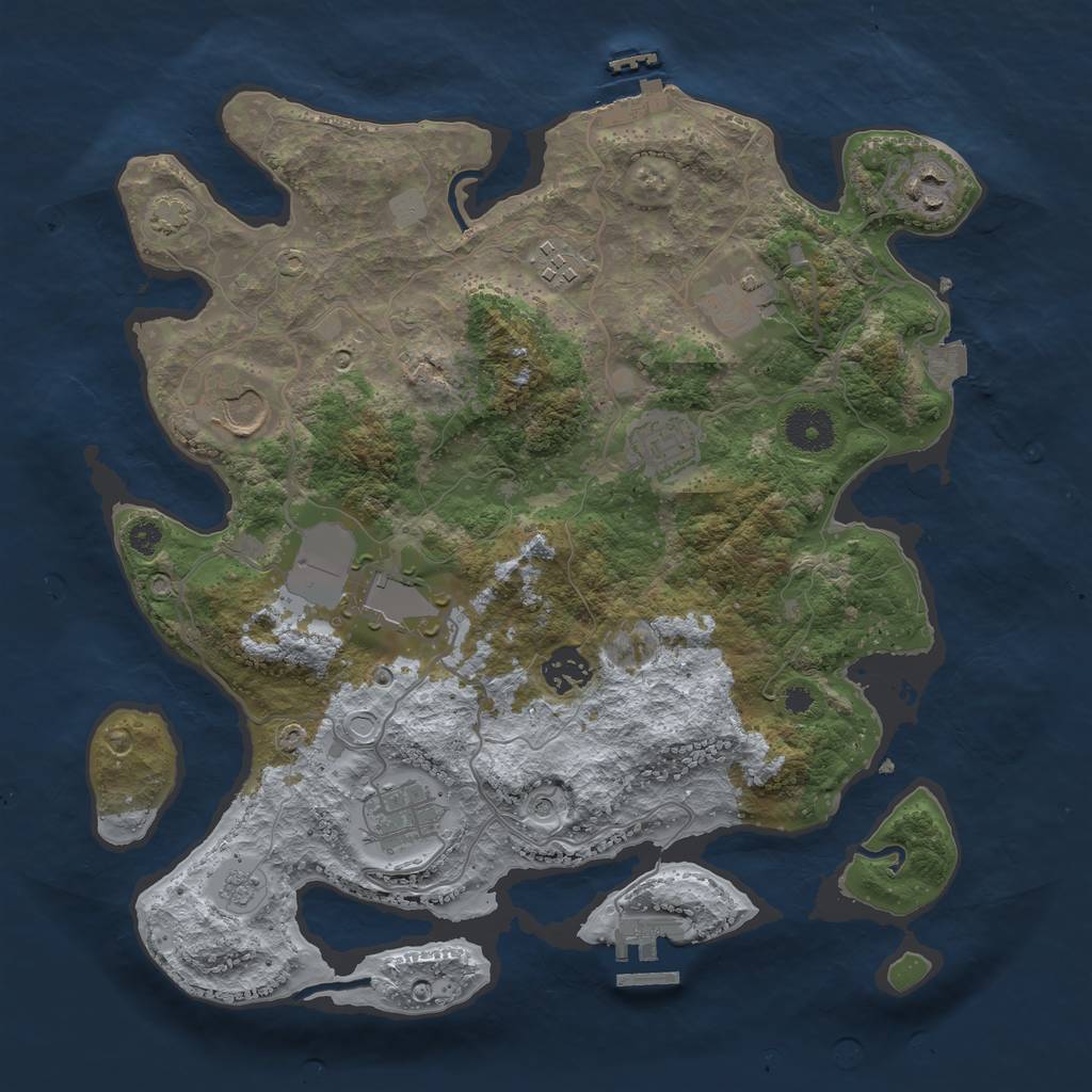 Rust Map: Procedural Map, Size: 3500, Seed: 1815463463, 16 Monuments