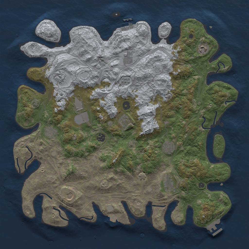 Rust Map: Procedural Map, Size: 4500, Seed: 50100, 19 Monuments