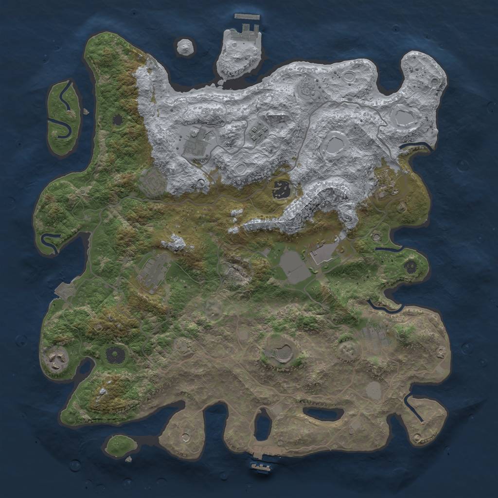 Rust Map: Procedural Map, Size: 4000, Seed: 1714466185, 18 Monuments