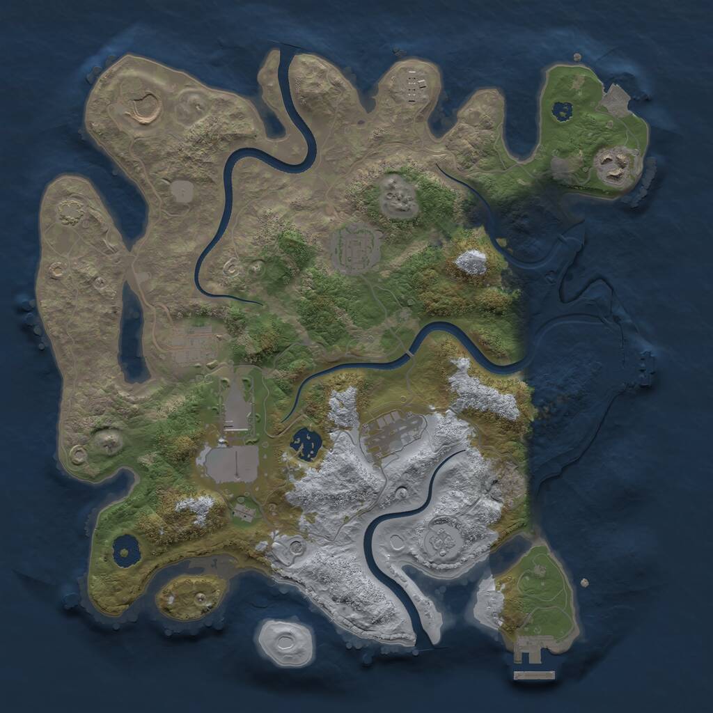 Rust Map: Procedural Map, Size: 3500, Seed: 482325, 14 Monuments