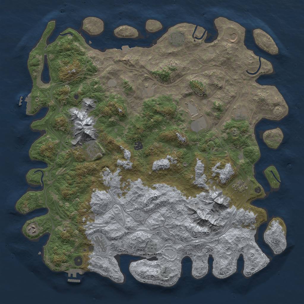 Rust Map: Procedural Map, Size: 5000, Seed: 496927929, 19 Monuments