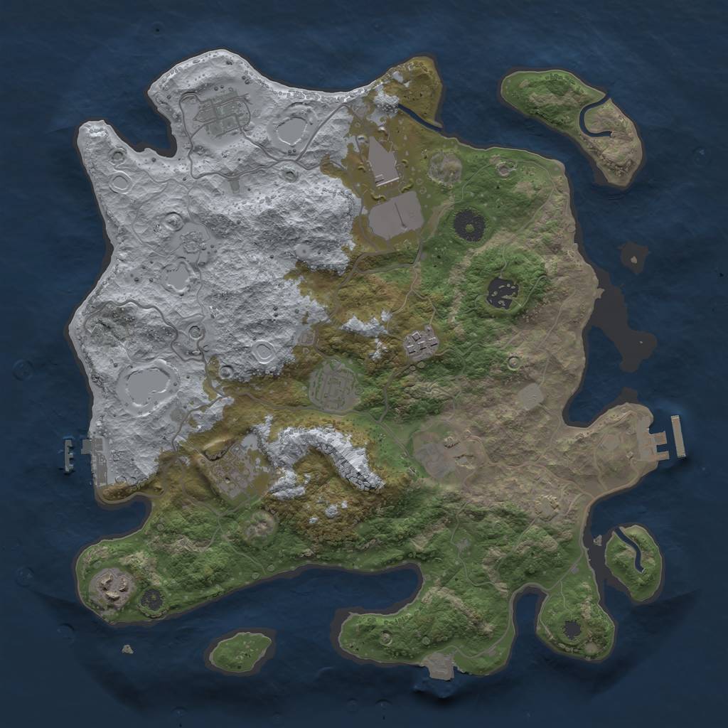 Rust Map: Procedural Map, Size: 3500, Seed: 2072954597, 16 Monuments