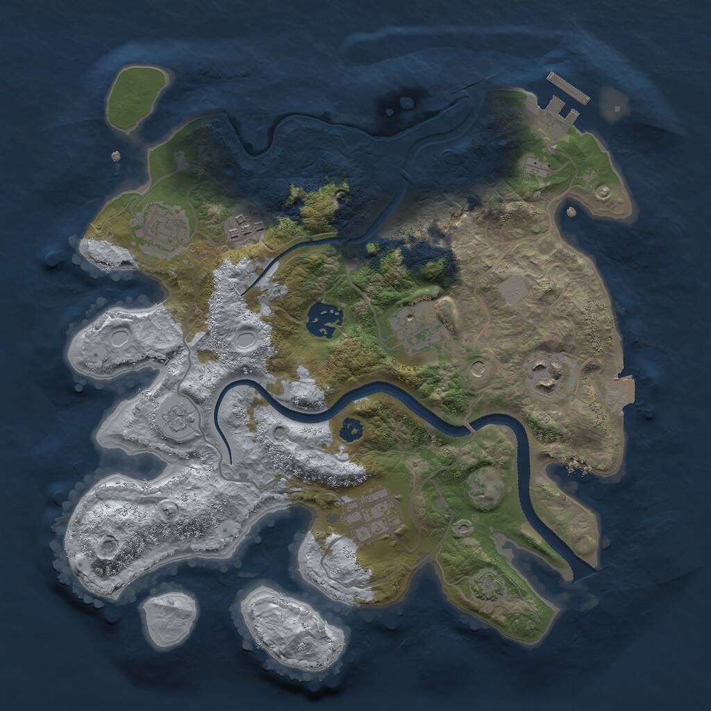 Rust Map: Procedural Map, Size: 3000, Seed: 27210, 11 Monuments