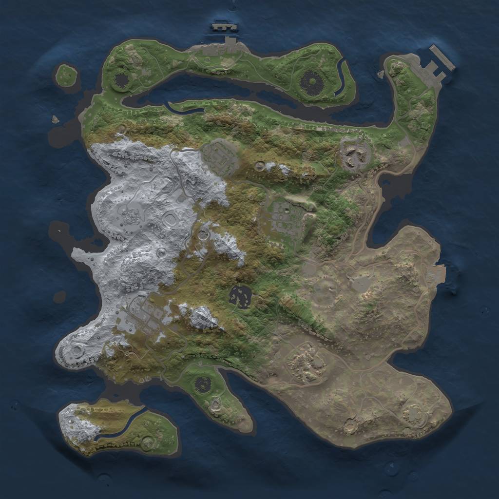 Rust Map: Procedural Map, Size: 3150, Seed: 672607023, 14 Monuments