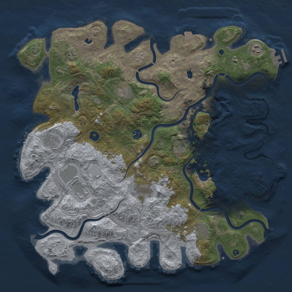 Rust Map: Procedural Map, Size: 4500, Seed: 1207092456, 16 Monuments