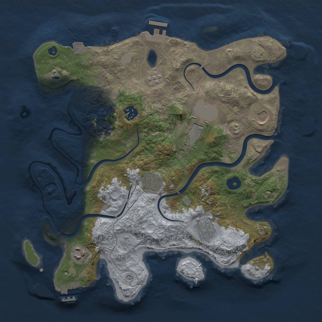 Rust Map: Procedural Map, Size: 3500, Seed: 1902302557, 13 Monuments