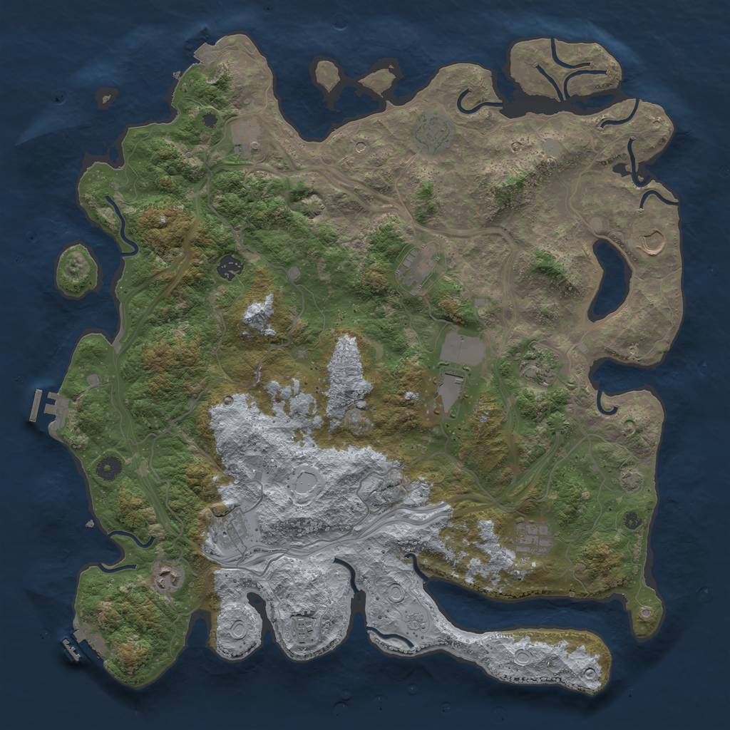 Rust Map: Procedural Map, Size: 4500, Seed: 1491742263, 19 Monuments