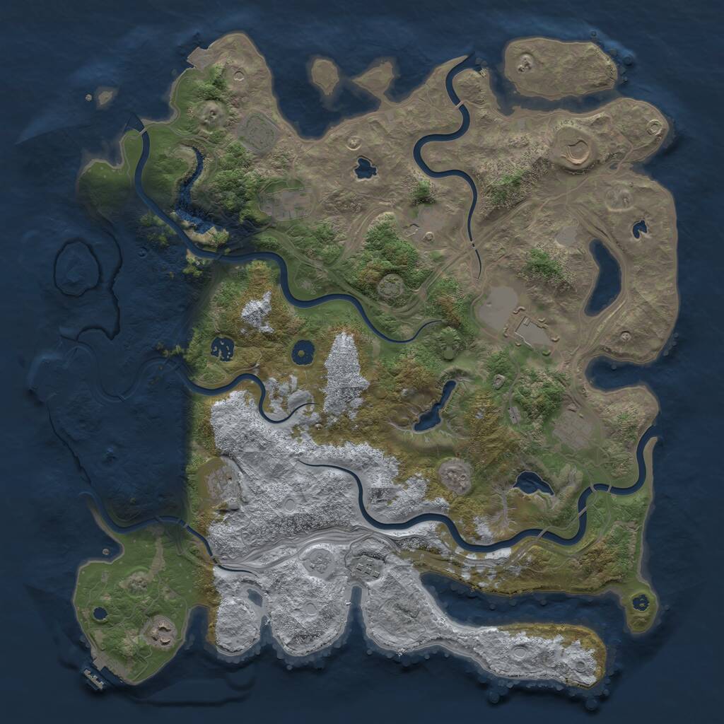 Rust Map: Procedural Map, Size: 4500, Seed: 1491742263, 16 Monuments