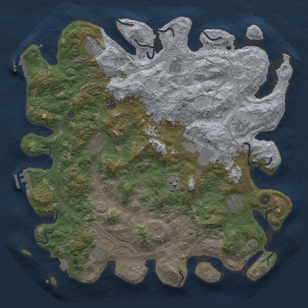 Rust Map: Procedural Map, Size: 4500, Seed: 1329410051, 19 Monuments