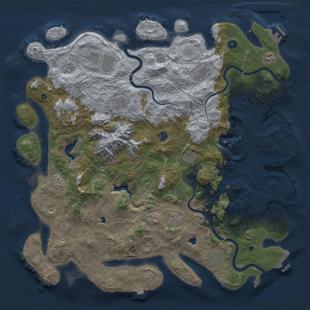 Rust Map: Procedural Map, Size: 5000, Seed: 845675, 17 Monuments