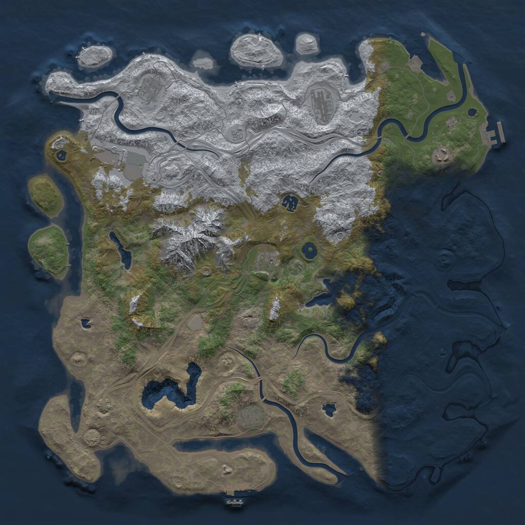 Rust Map: Procedural Map, Size: 5000, Seed: 845675, 14 Monuments