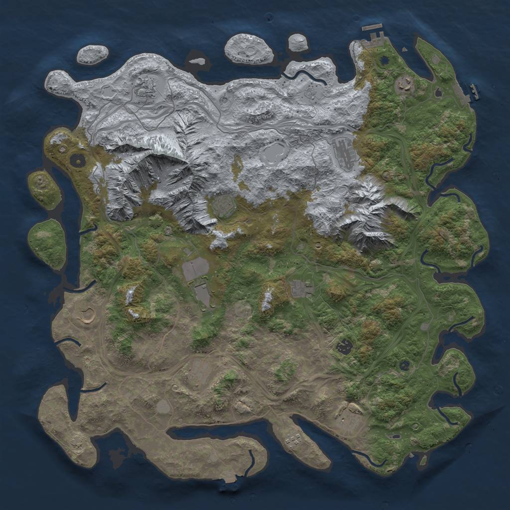 Rust Map: Procedural Map, Size: 5000, Seed: 845675, 19 Monuments