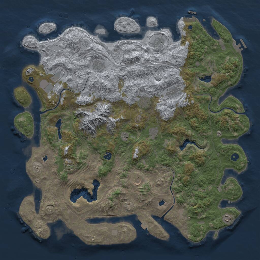 Rust Map: Procedural Map, Size: 5000, Seed: 845675, 17 Monuments