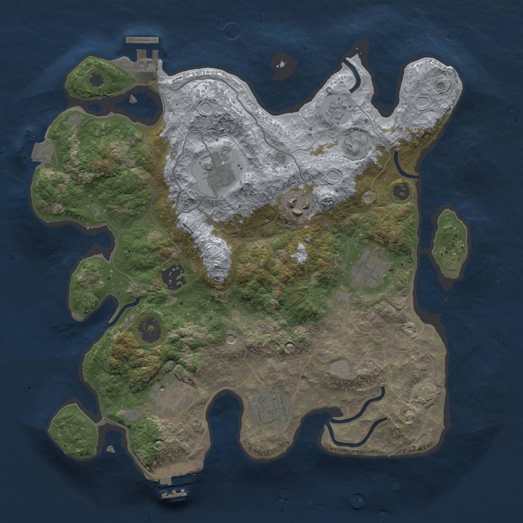 Rust Map: Procedural Map, Size: 3225, Seed: 1, 14 Monuments