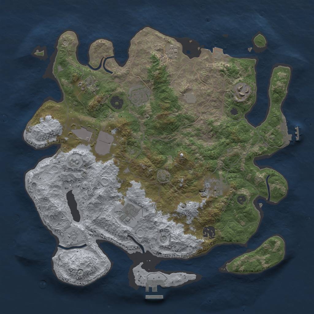 Rust Map: Procedural Map, Size: 3600, Seed: 20709, 16 Monuments