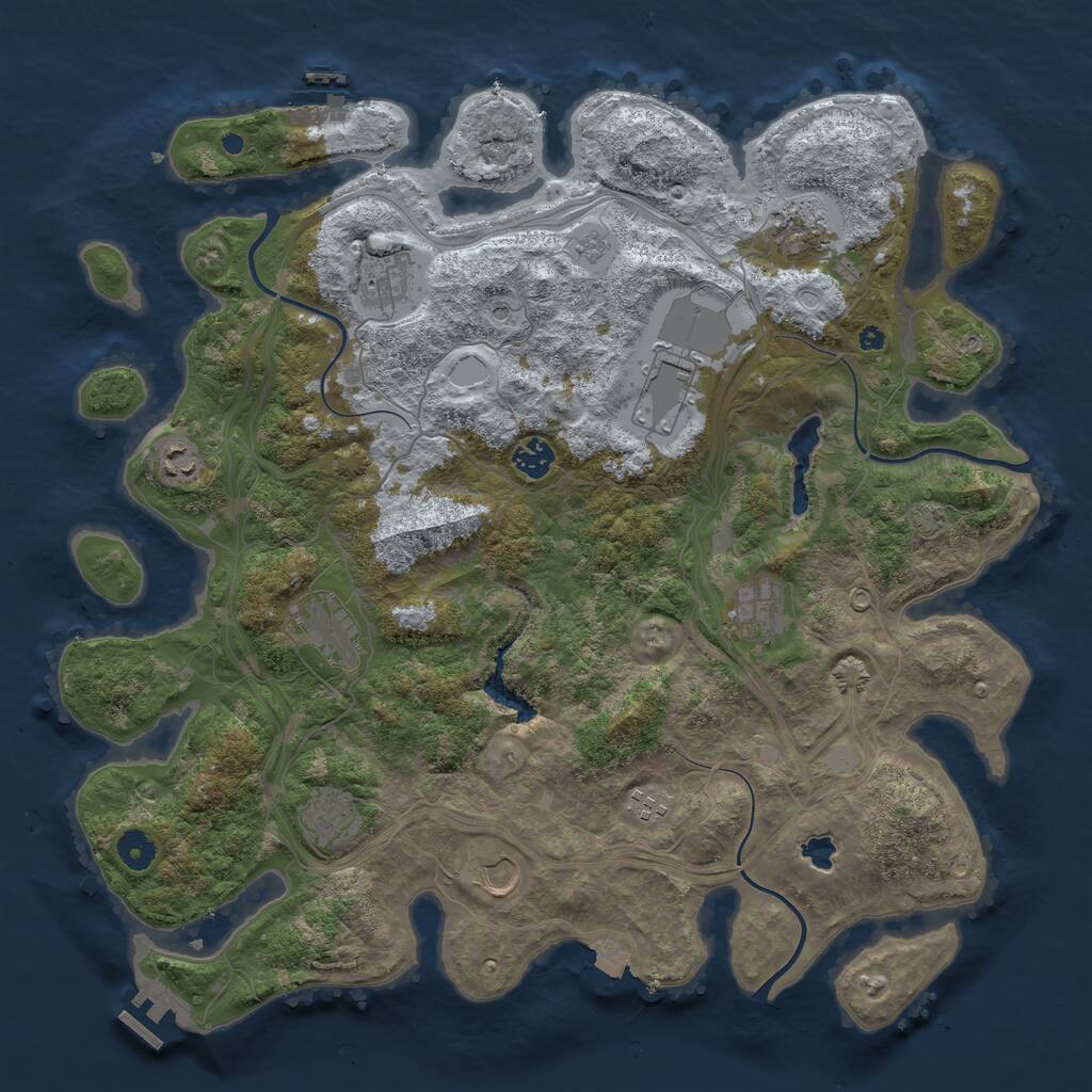 Rust Map: Procedural Map, Size: 4250, Seed: 1191183888, 16 Monuments