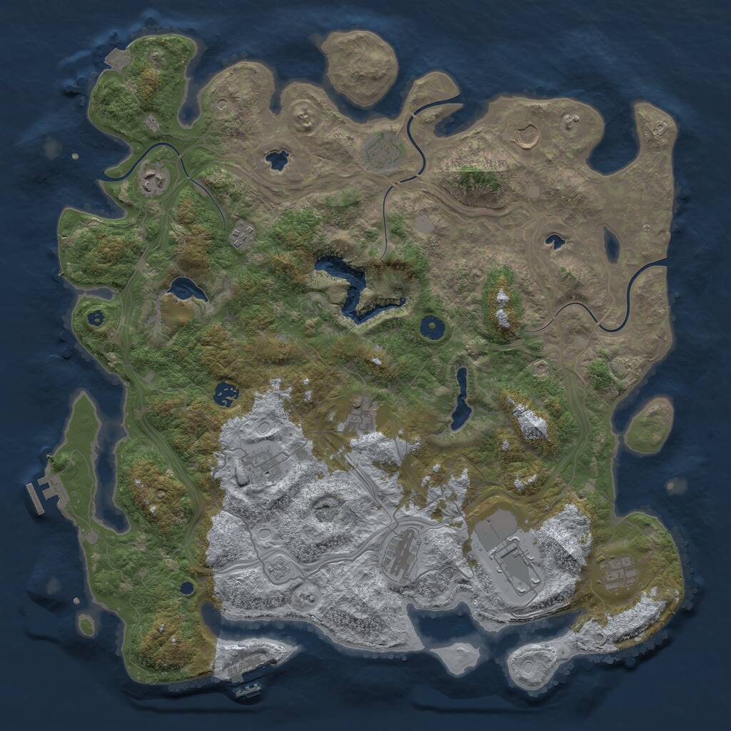 Rust Map: Procedural Map, Size: 4500, Seed: 1410359087, 16 Monuments