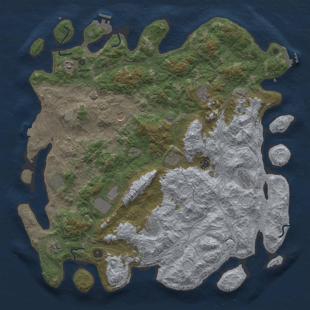 Rust Map: Procedural Map, Size: 4900, Seed: 1102, 19 Monuments