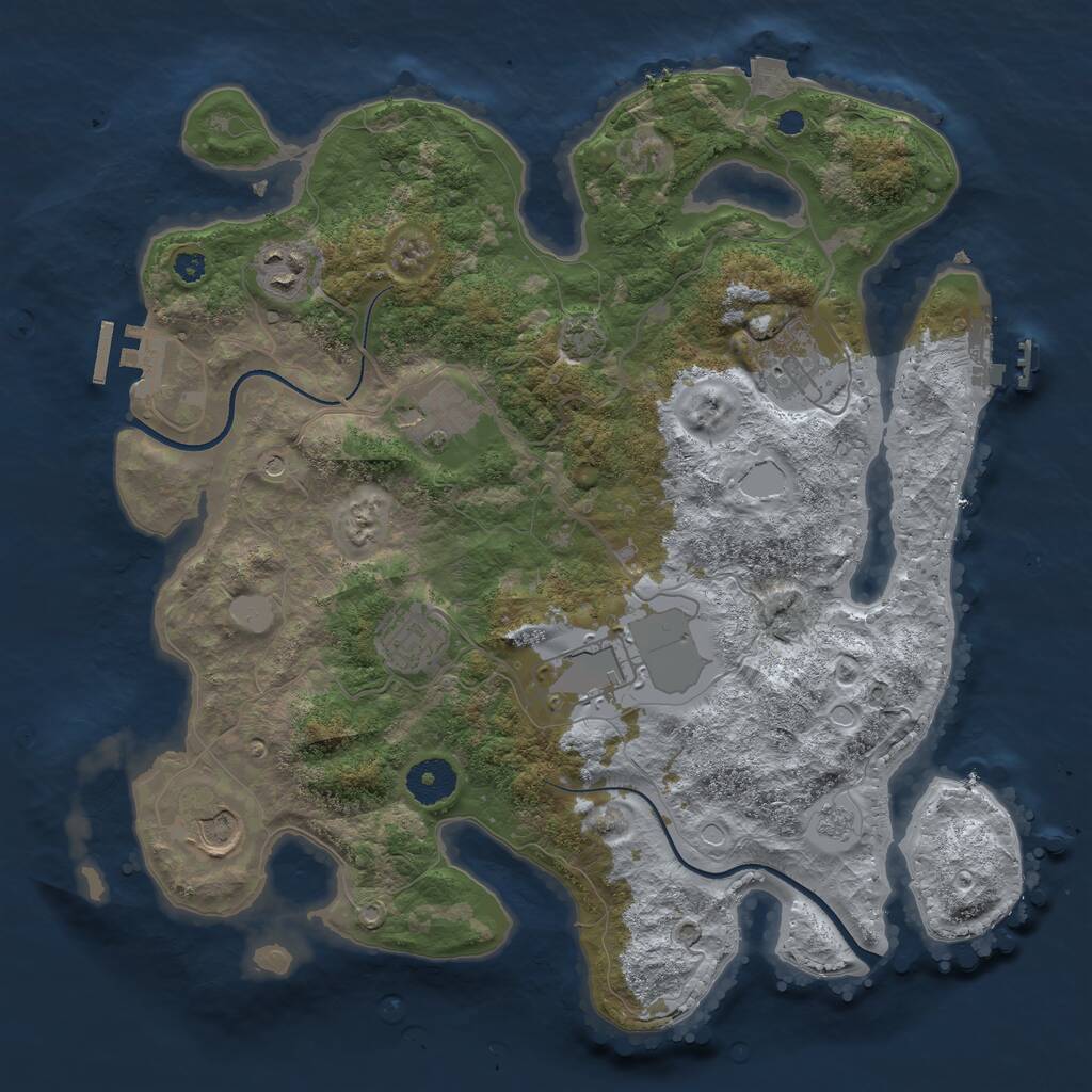 Rust Map: Procedural Map, Size: 3500, Seed: 138104892, 12 Monuments